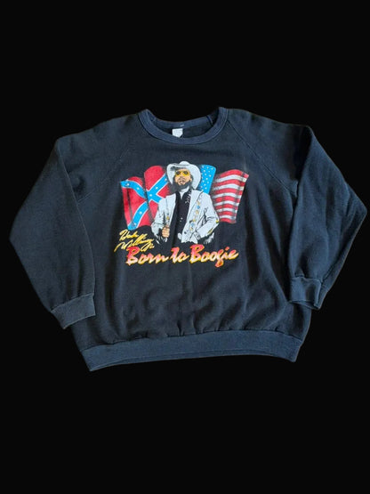 Hank Williams Jr. Born To Boogie Crewneck Sweater 80's Black XL