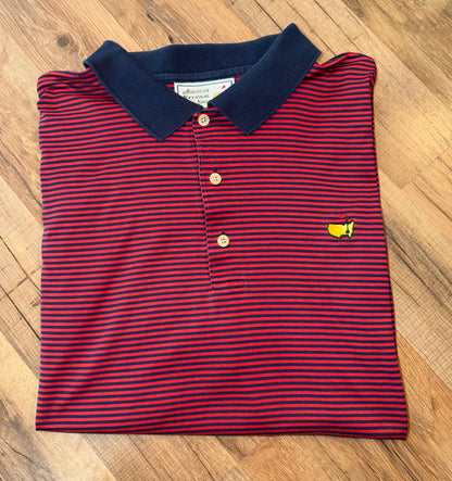 Vintage Masters Collection Golf Tournament Red Polo Navy Stripes XL