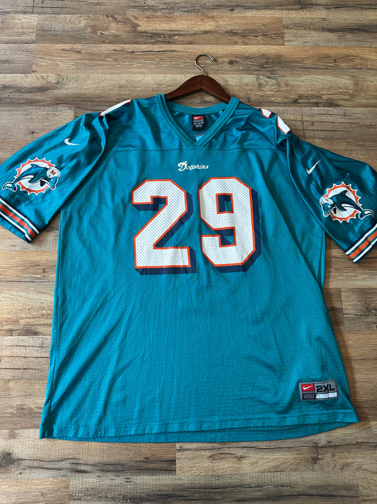 Vintage Nike Team Sam Madison Dolphins NFL Teal Jersey 2XL #29
