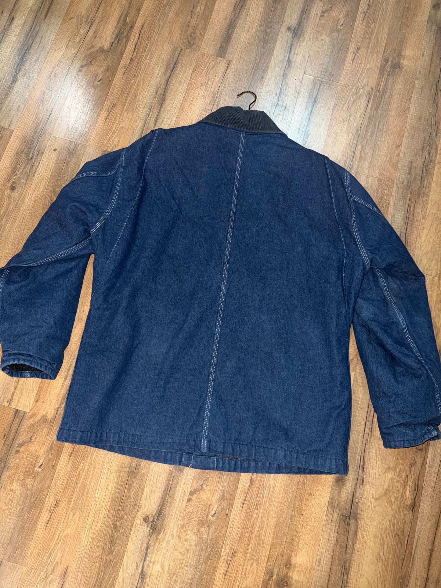 Vintage Dickies Denim Chore Coat Black Corduroy Collar Size Large