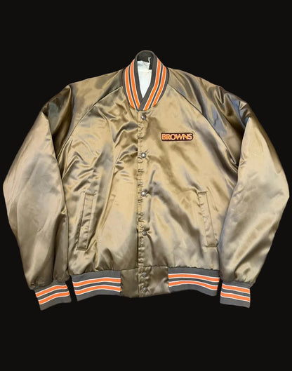 Vintage Cleveland Browns Chalk Line Bomber Jacket Brown Medium