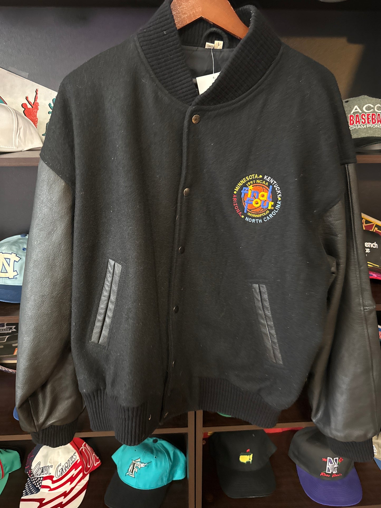1997 NCAA March Madness Final Four Leather Bomber Jacket, L