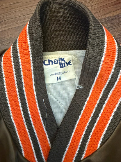Vintage Cleveland Browns Chalk Line Bomber Jacket Brown Medium