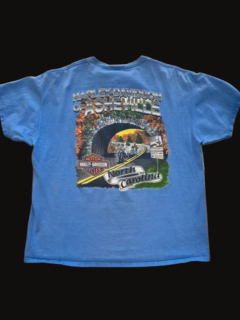 Harley-Davidson Asheville NC Shirt Blue Ridge Parkway XL Blue