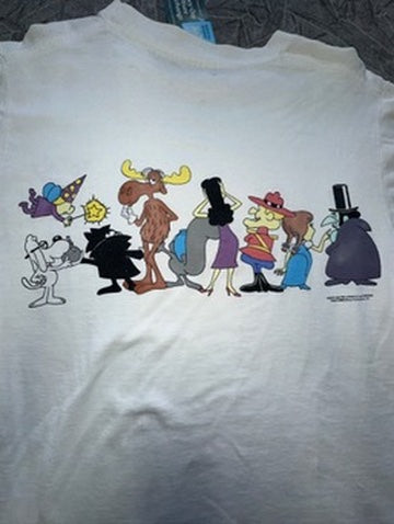 Vintage 1993 Rocky and Bullwinkle and Friends Wrap Around Shirt Size L