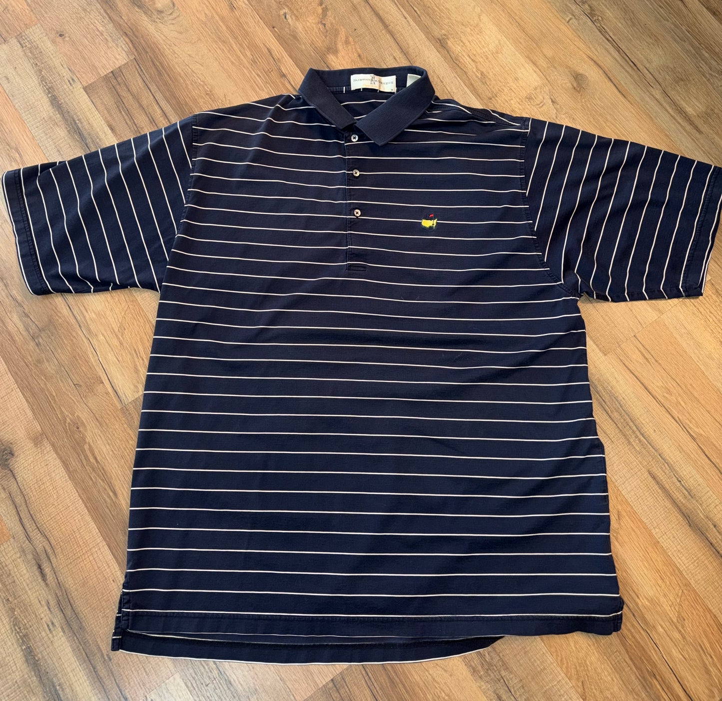 Vintage Masters Collection Golf Tournament Navy Polo with White Stripes XL