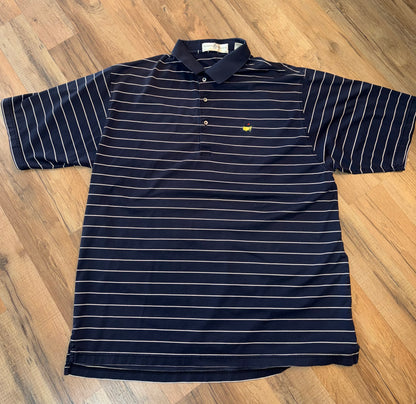 Vintage Masters Collection Golf Tournament Navy Polo with White Stripes XL
