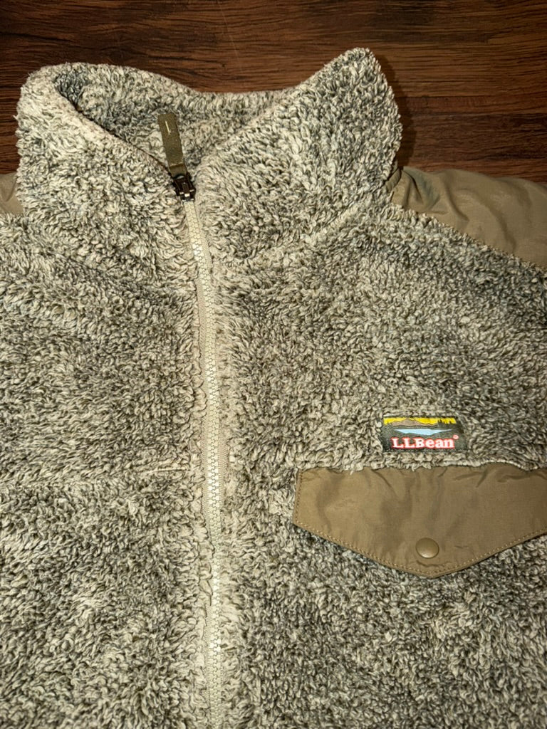 L.L. Bean Pile Flece Sherpa Full Zip Jacket Large Olive Green