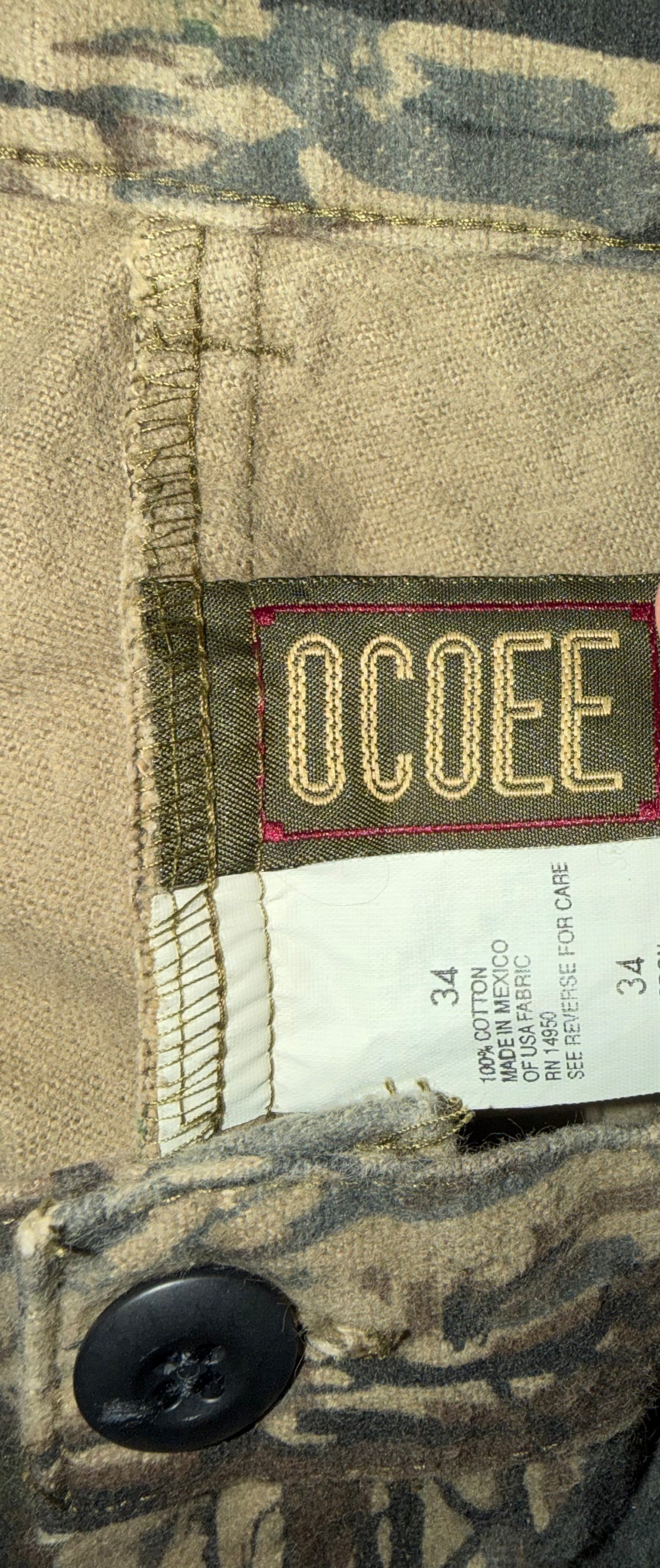 Vintage OCOEE TreBark Camo Cargo Pants 34x26