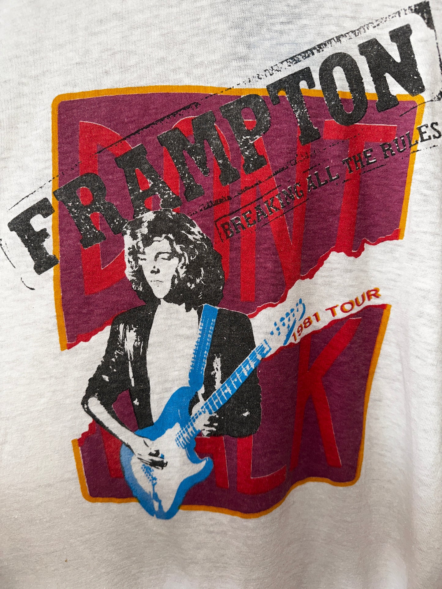 Vintage 1981 Peter Frampton Breaking All The Rules Tour Hanes Poly Cotton Medium