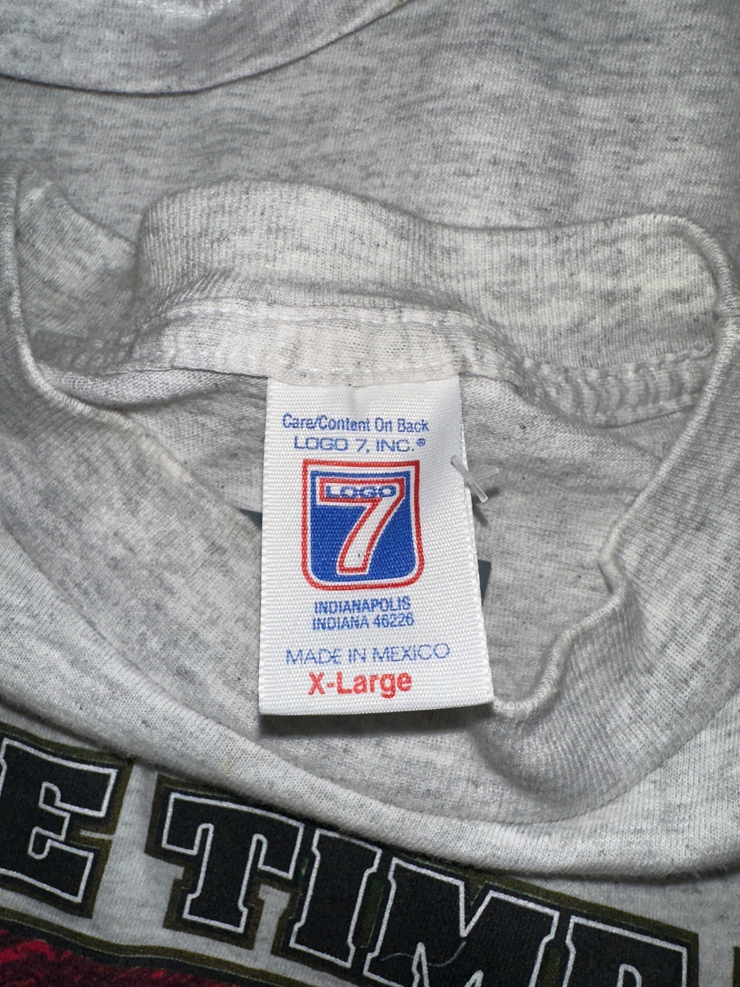 Vintage 1997 NBA FINALS Chicago Bulls Five Time Champions Logo 7 XL Heather Grey