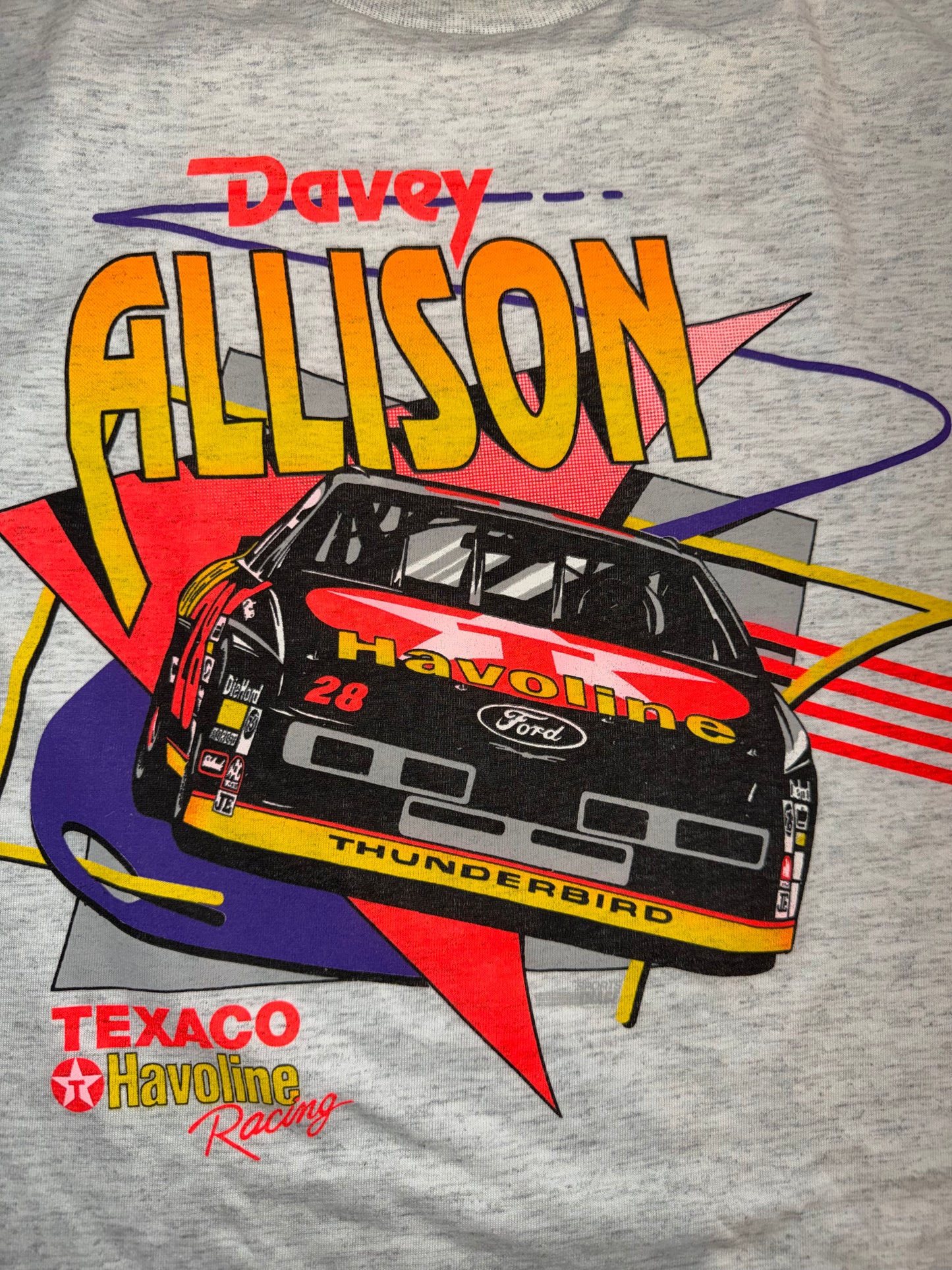 Davey Allison Texaco Havoline NASCAR Racing Double Lined Medium Sports Image Grey