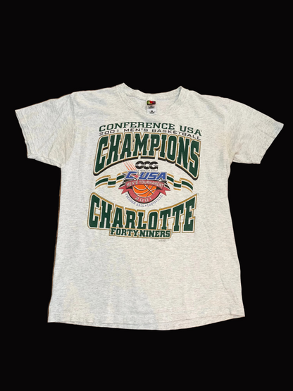 2001 UNC Charlotte 49ers Conference Champion C-USA Mens Basketball Medium Grey