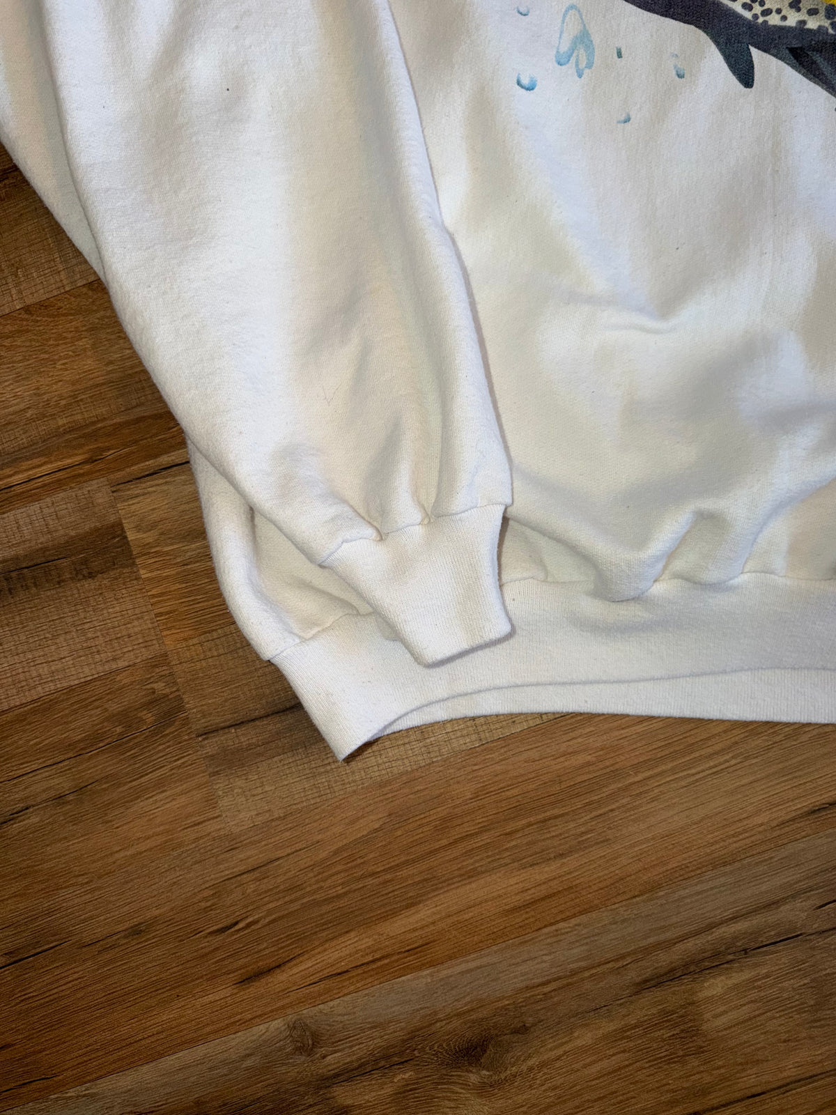 Vintage "Going Online" Fishing Crewneck Size XXL White Nature Outdoors