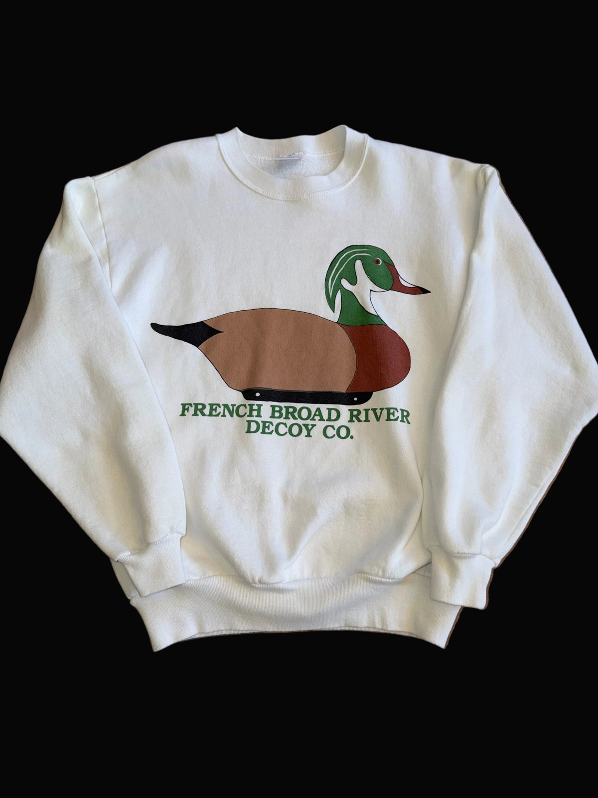 Vintage French Broad River Decoy Co. Crewneck Size Medium White Duck Hunting