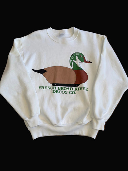 Vintage French Broad River Decoy Co. Crewneck Size Medium White Duck Hunting