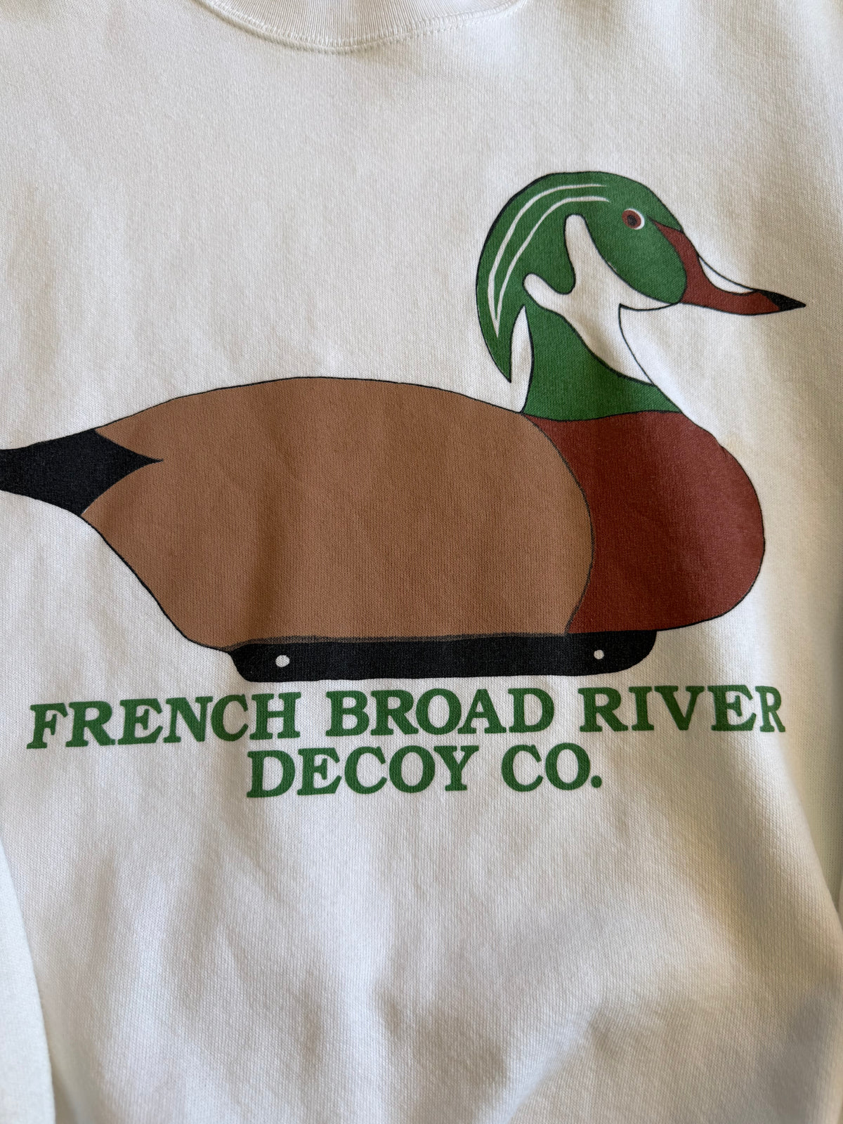 Vintage French Broad River Decoy Co. Crewneck Size Medium White Duck Hunting