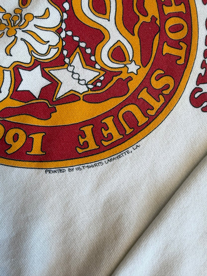 1991 Washington D.C. Mardi Gras "Louisiana We're Hot Stuff" Crewneck Size XL White