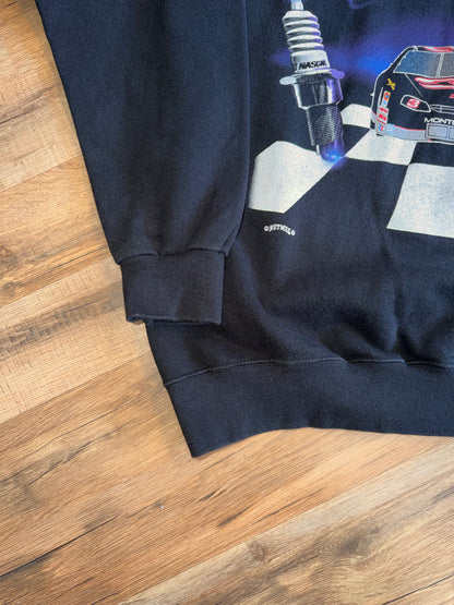 Vintage Dale Earnhardt Racing #3 Monte Carlo Spark Plug Lightening Finish Line Crewneck Size Large Black