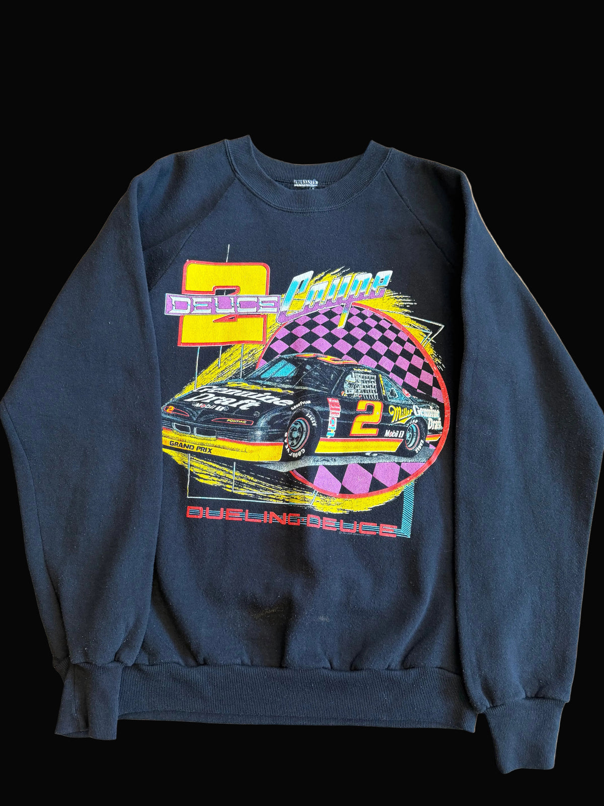 1992 Rusty Wallace Dueling Deuce #2 Coupe Miller Draft Crewneck Sweater Black Size Medium