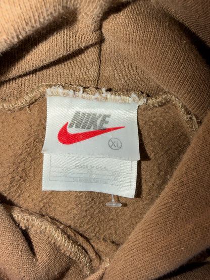 Nike Air Force 1 Spellout Hoodie Brown Sweatshirt XL Embroidered Made USA White Tag