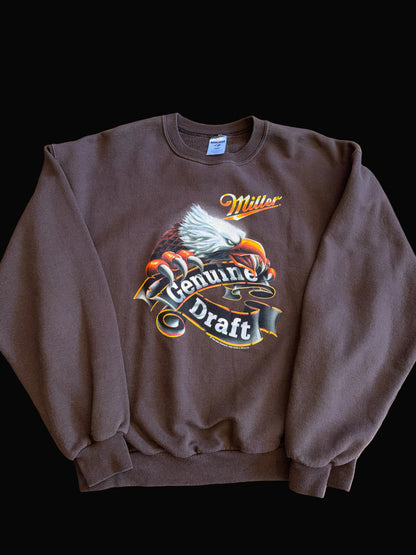 2005 Miller Genuine Draft Eagle Crewneck Brown Size Large