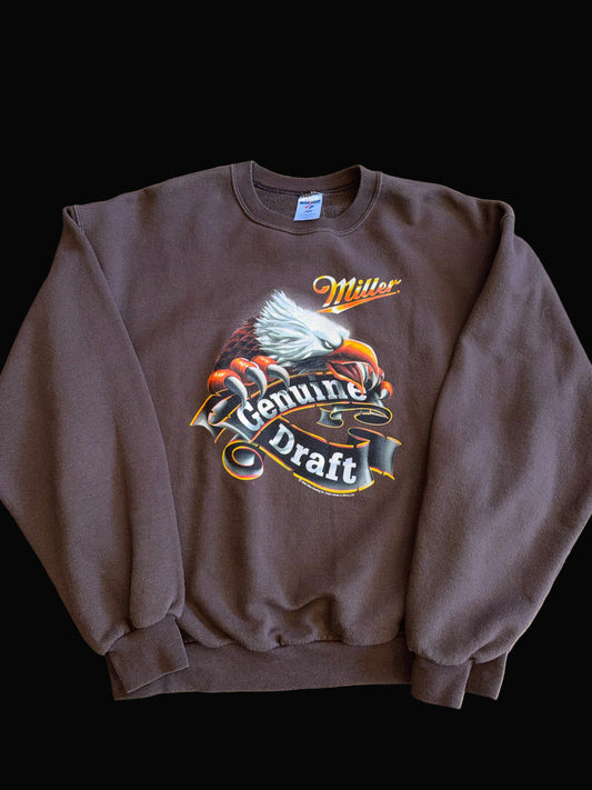2005 Miller Genuine Draft Eagle Crewneck Brown Size Large