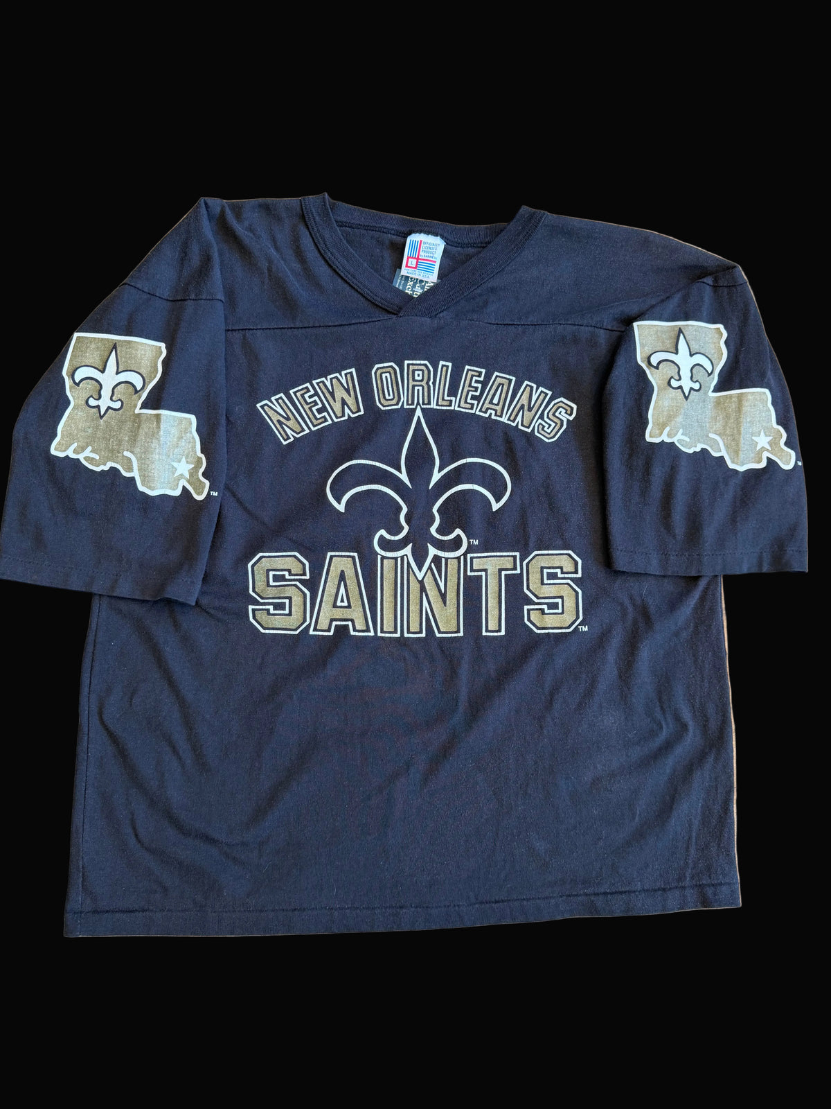 80s New Orleans Saints Shirt Jersey Black Garan Brand Large