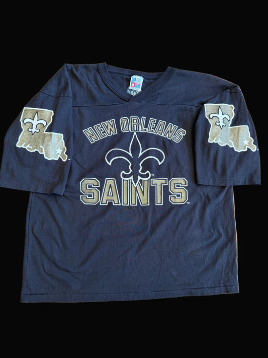 80s New Orleans Saints Shirt Jersey Black Garan Brand Large