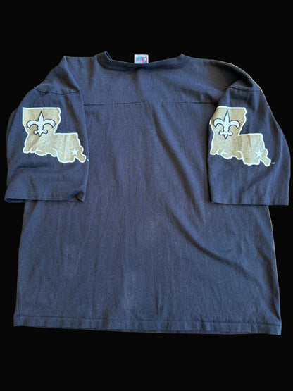 80s New Orleans Saints Shirt Jersey Black Garan Brand Large