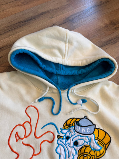 UNC Double Hood Match 1 Cream Carolina Blue XL Hoodie Sweatshirt