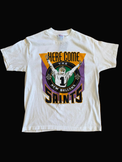 80s New Orleans Saints Here Come The Saints Selec-t by Tee Jays Tshirt Size Large