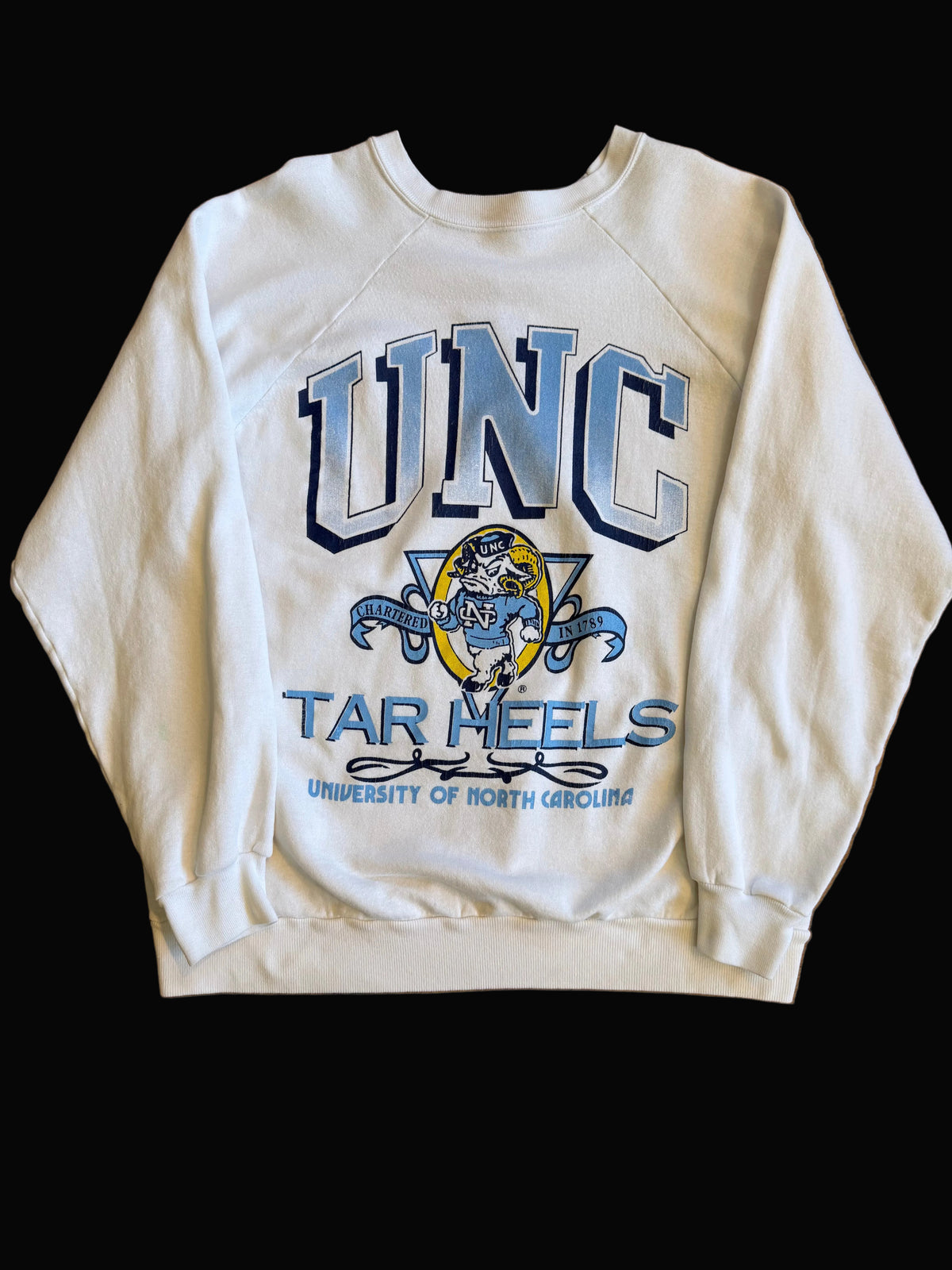 Vintage University of North Carolina Crewneck Sweater UNC White Large