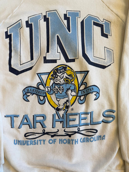 Vintage University of North Carolina Crewneck Sweater UNC White Large