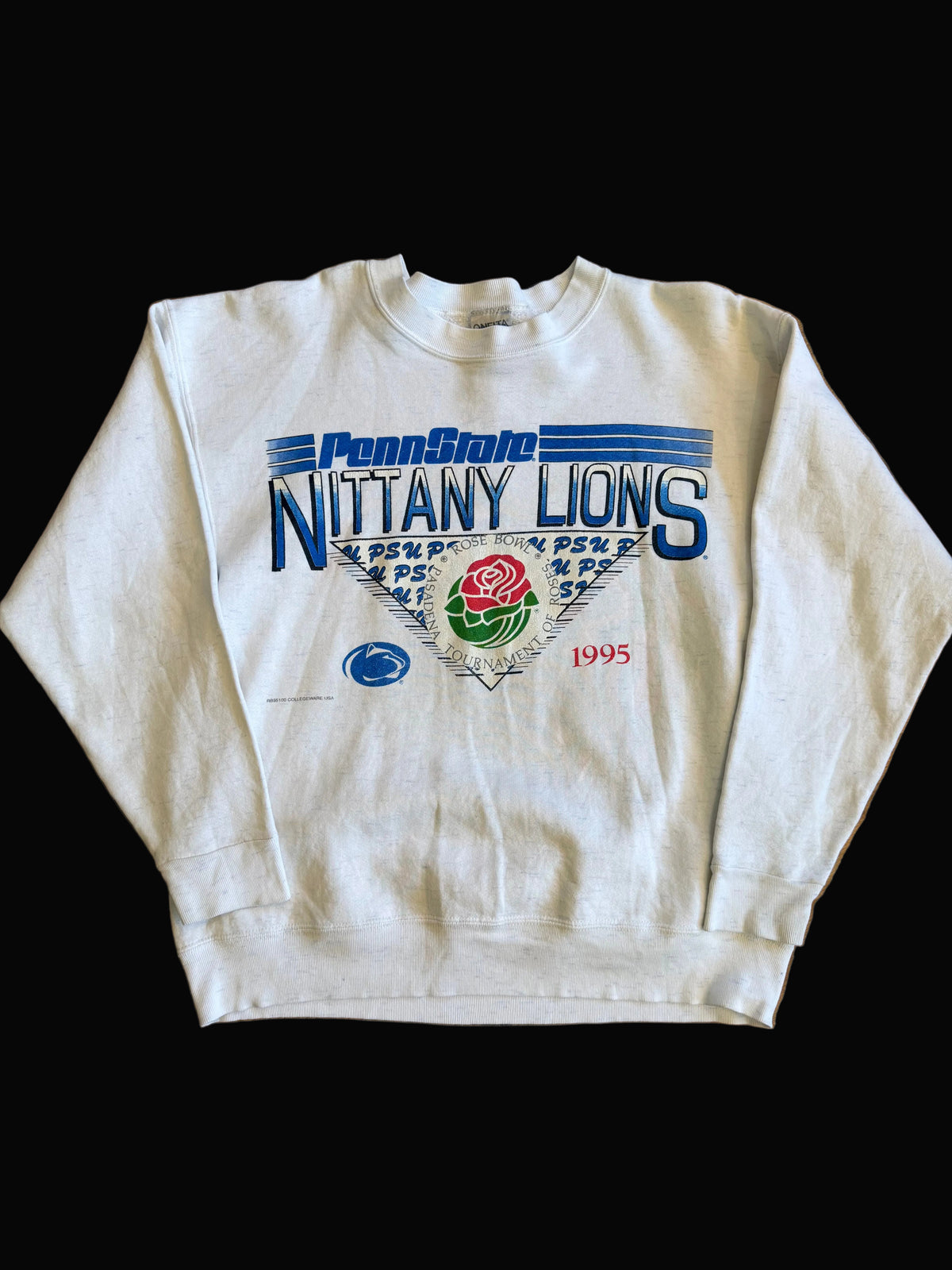 1995 Penn State Nittany Lions Rose Bowl Crewneck Sweater PSU Heather Grey Medium