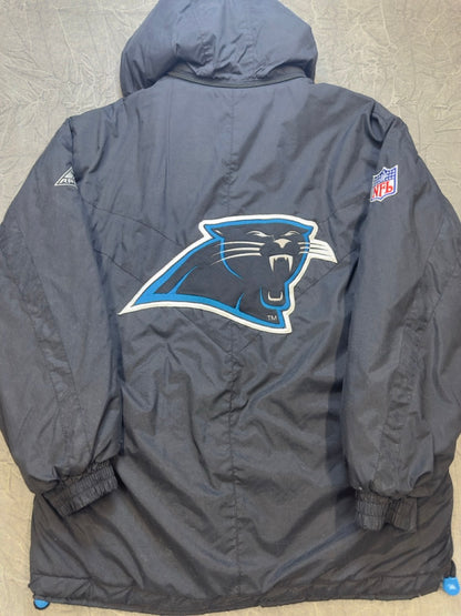 Vintage Carolina Panthers Jacket Mens Large Black Pro Line Apex One Coat NFL