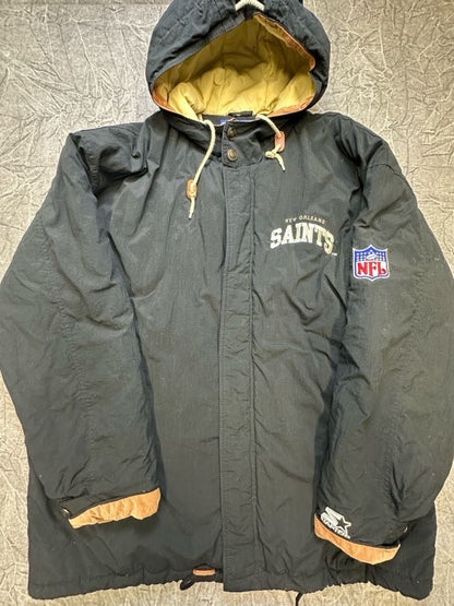 NEW ORLEANS SAINTS VTG 1990s NFL STARTER MENS LARGE PARKA JACKET RETRO LOGO