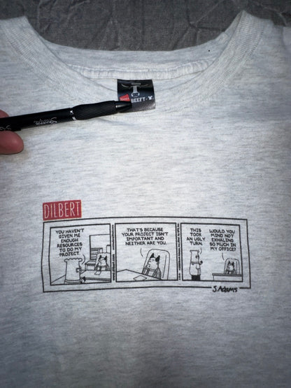 Vintage Dilbert Comic Humor Graphic Long Sleeve Tee XL Made in USA 90s