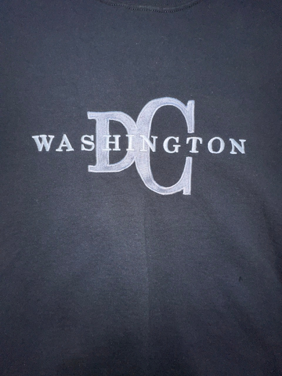 Washington DC Men T-Shirt 2XL Navy Embroidered Spellout Short Sleeve Crew Neck