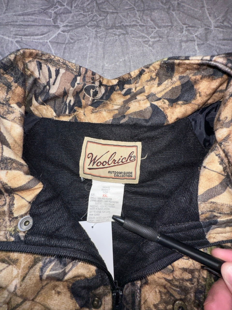 Woolrich Camo Jacket Men XXL Outdoor Guide Mossy Oak Forest Floor Pattern