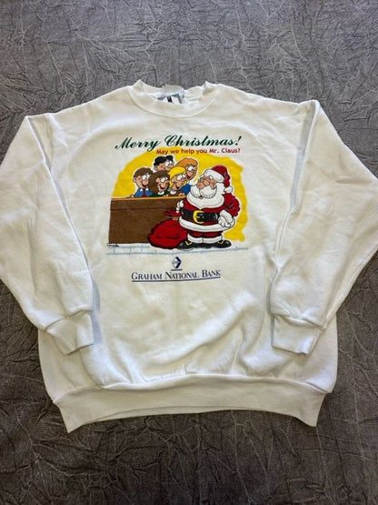 Vintage Lee Merry Christmas Mr. Claus Crewneck Sweater Winter Large