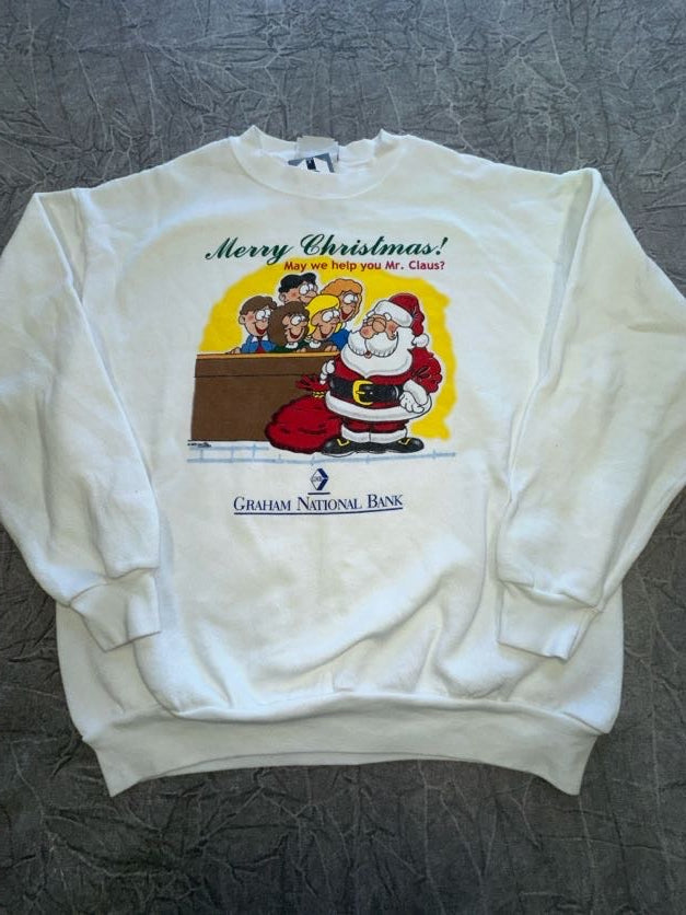 Vintage Lee Merry Christmas Mr. Claus Crewneck Sweater Winter Large