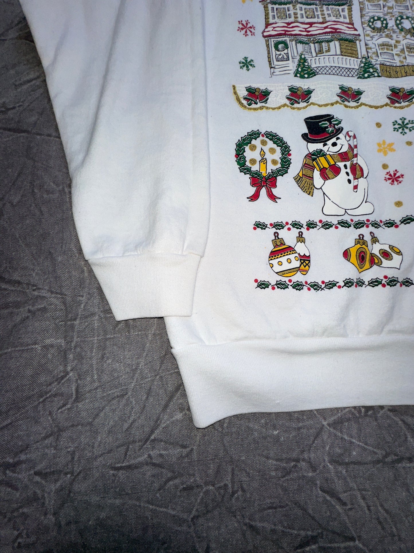 Vintage Hanes Christmas Town Scene Crewneck Sweater Winter Large