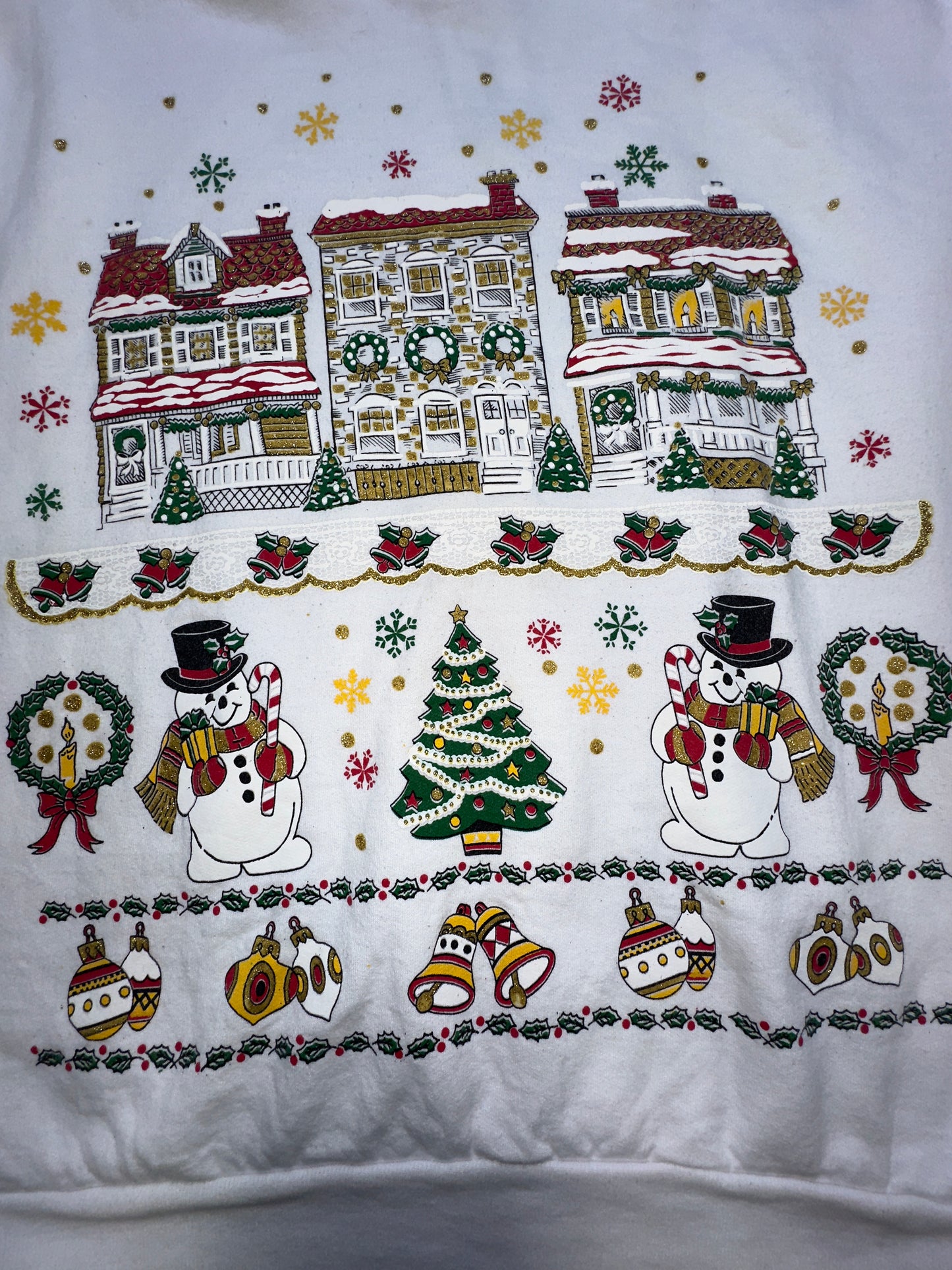 Vintage Hanes Christmas Town Scene Crewneck Sweater Winter Large