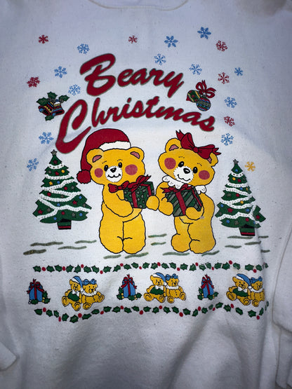 Vintage Beary Christmas Stuffed Bears Holiday Crewneck Sweater Winter XL