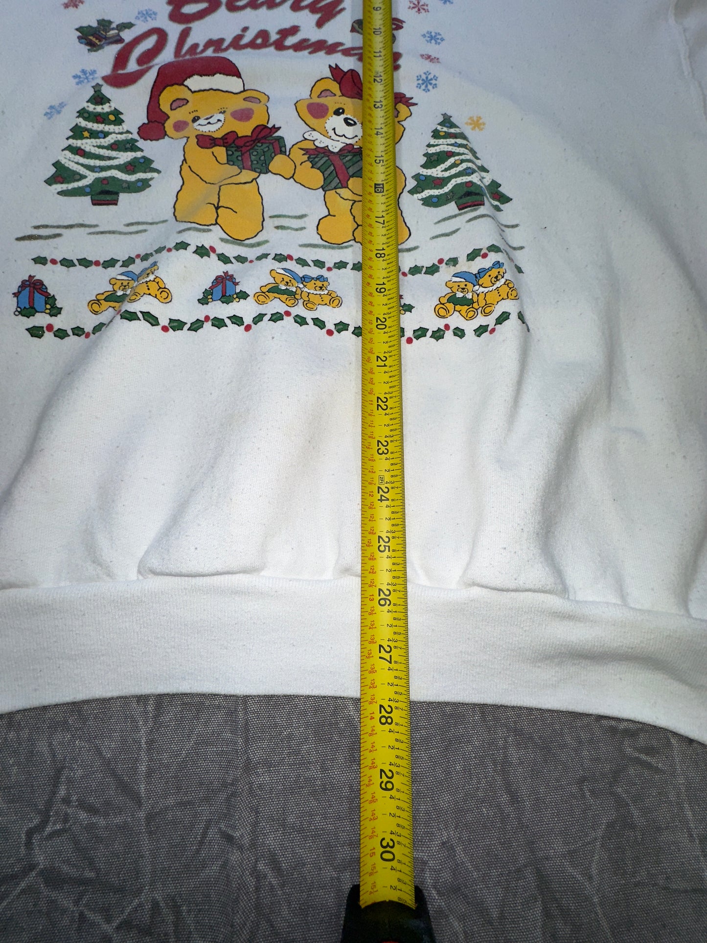 Vintage Beary Christmas Stuffed Bears Holiday Crewneck Sweater Winter XL