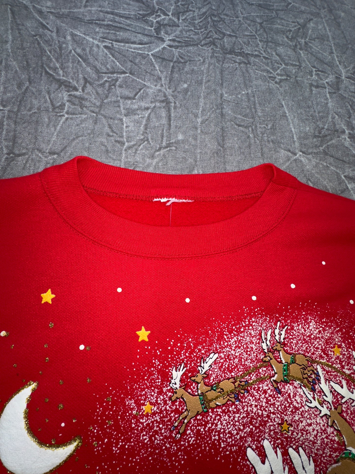 Vintage Santas Reindeer Christmas Eve Holiday Crewneck Sweater Winter Large