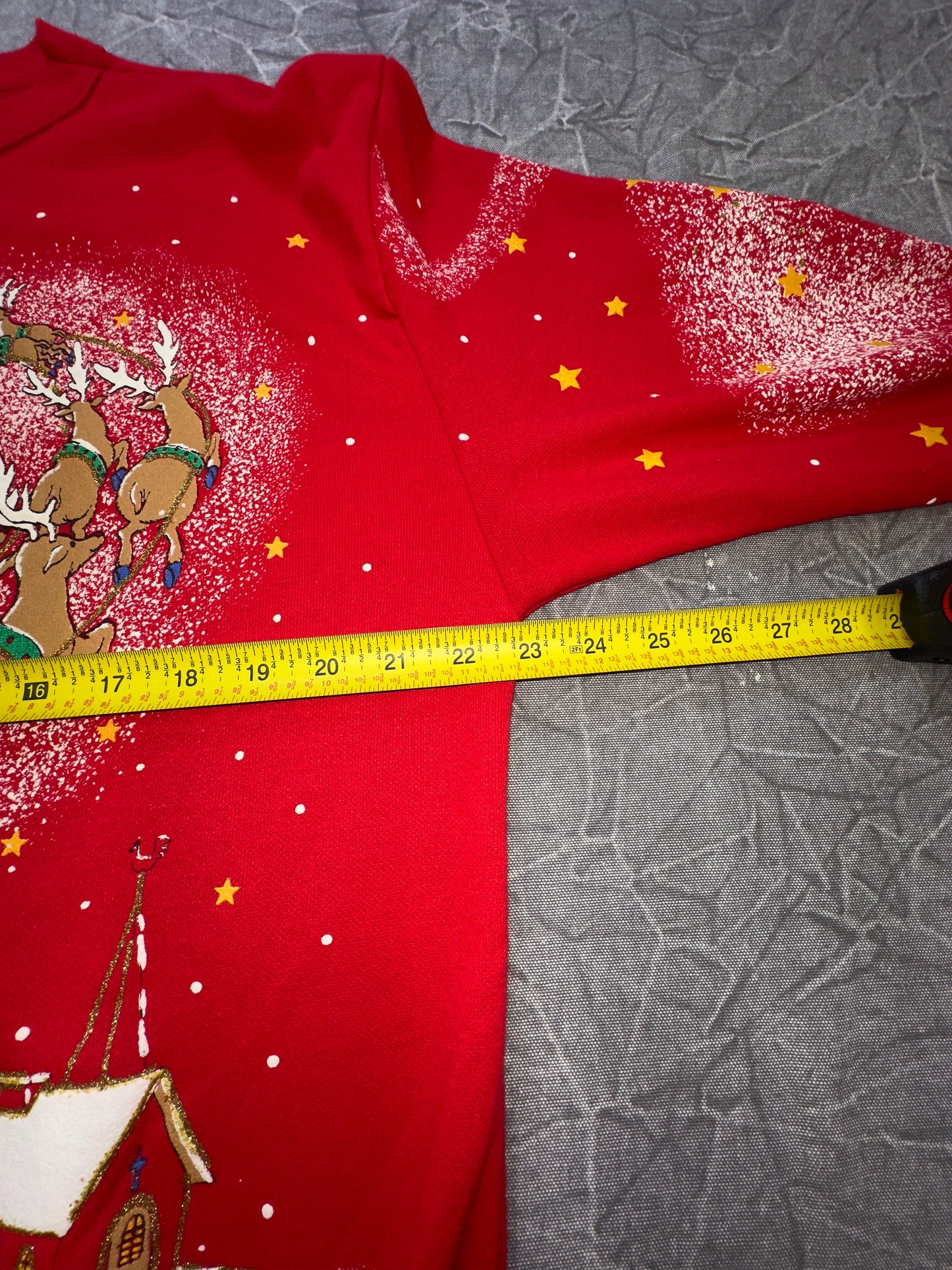 Vintage Santas Reindeer Christmas Eve Holiday Crewneck Sweater Winter Large