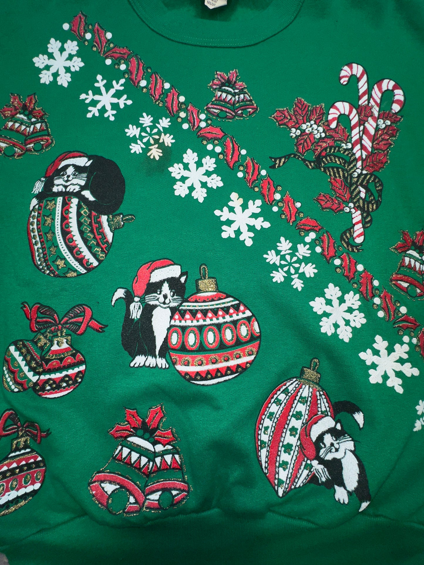 Vintage Christmas Cats Ornament Holiday Present Crewneck Winter