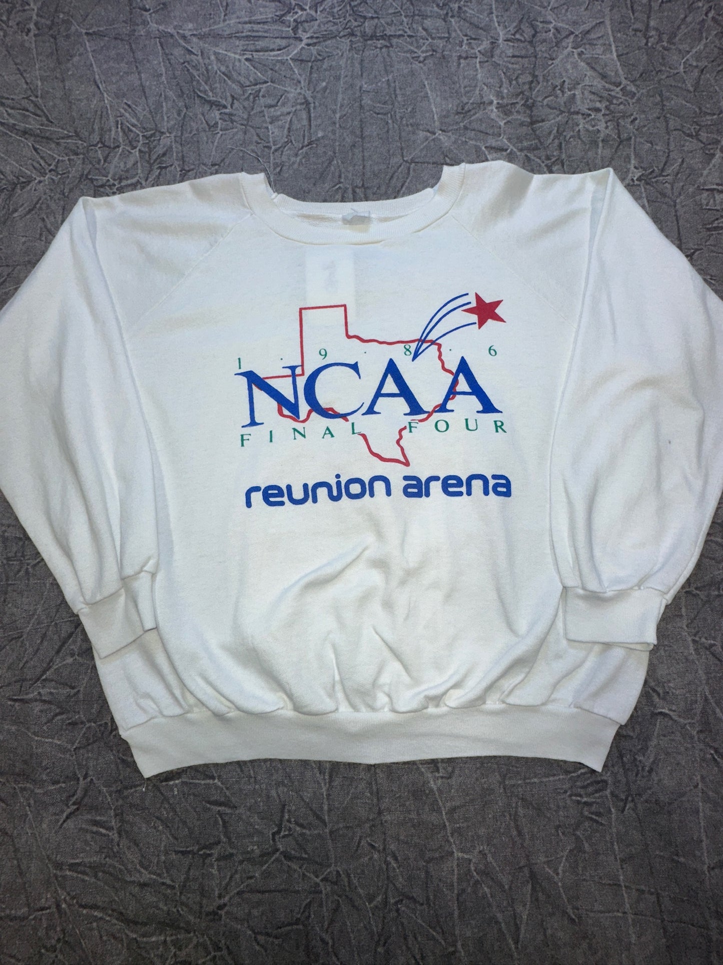 Vintage 1986 NCAA Final Four Reunion Arena Crewneck Sweater Dallas Basketball Championship XL